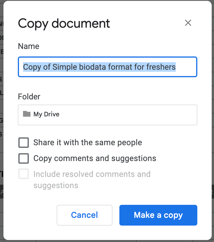 google docs making a document copy