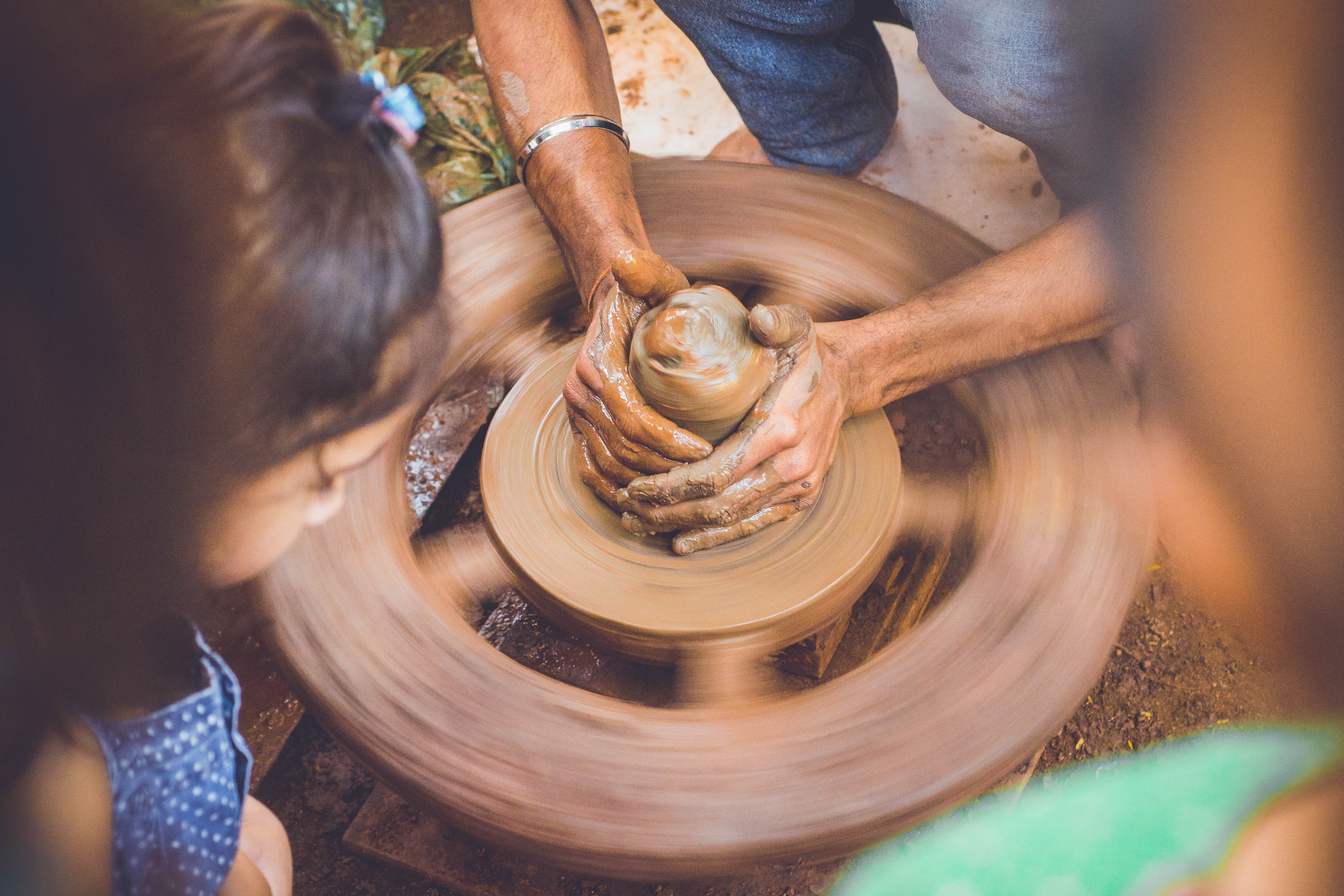 Am image of pottery making representing skills required in the art of pottery