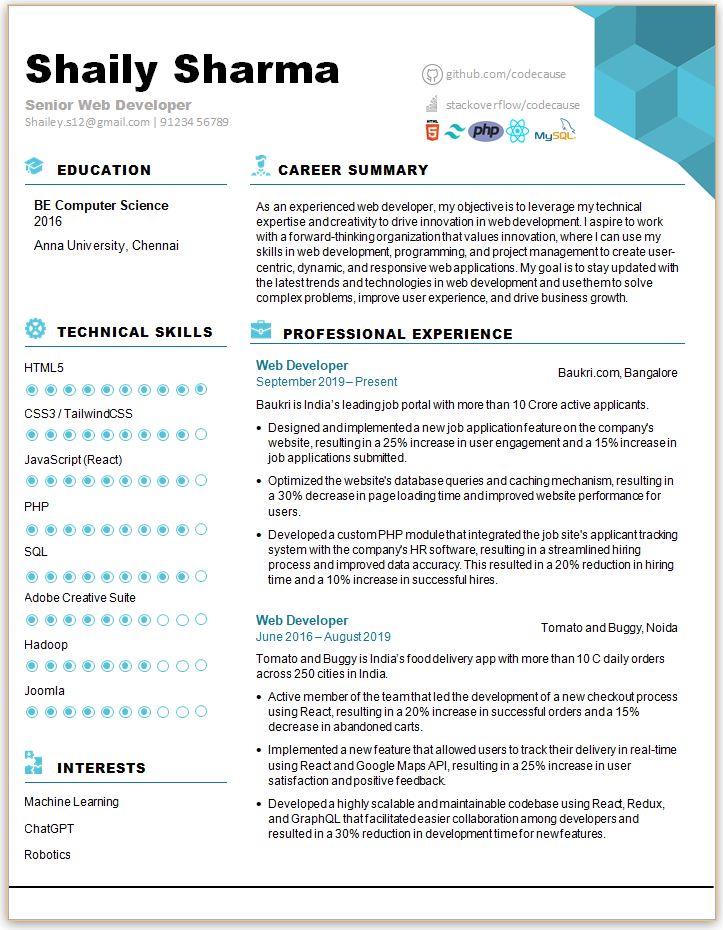 BE Computer Science resume illustration