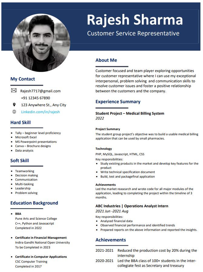 Resume Format 2024 Examples For Freshers Erna Rickie