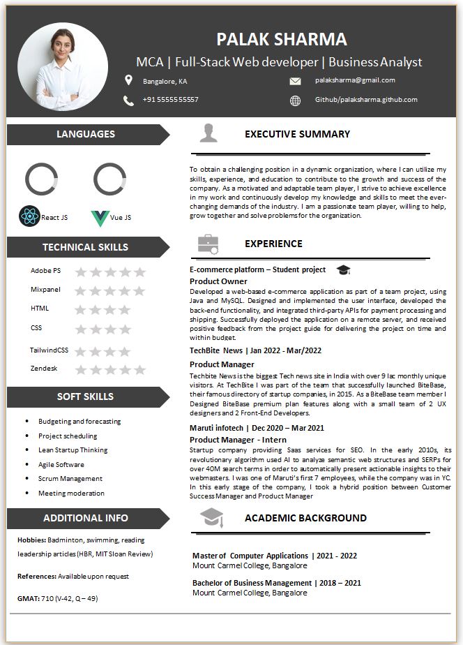 Resume For Mca Student Photos Cantik Vrogue co