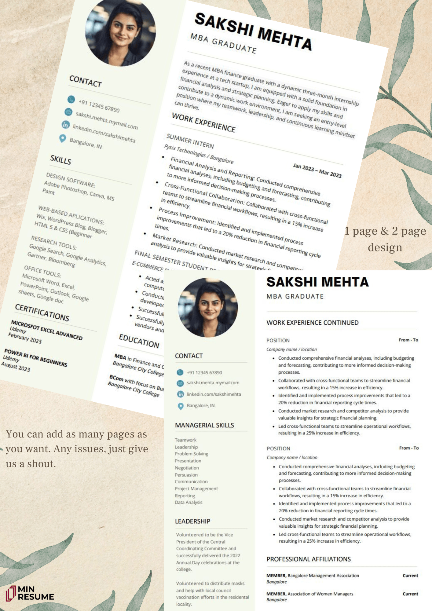 Modern Simple Two Page Template resume format