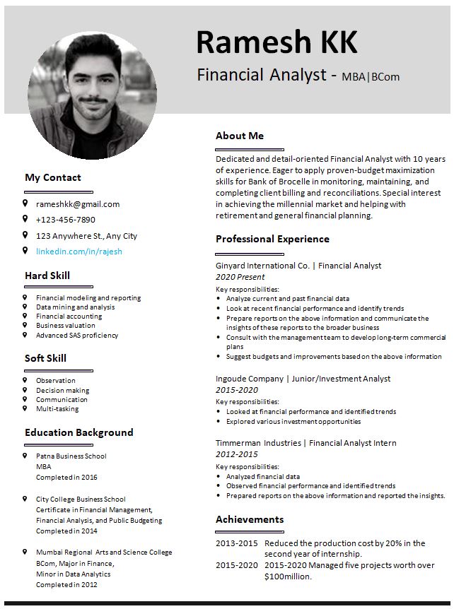 Mba Resume Format